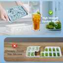 WIBIMEN Ice Cube Tray with Lid and Bin - Round Ice Trays for Freezer with Lid - Ice Cube Trays for Freezer with Ice Container (1"-2PACK Blue)