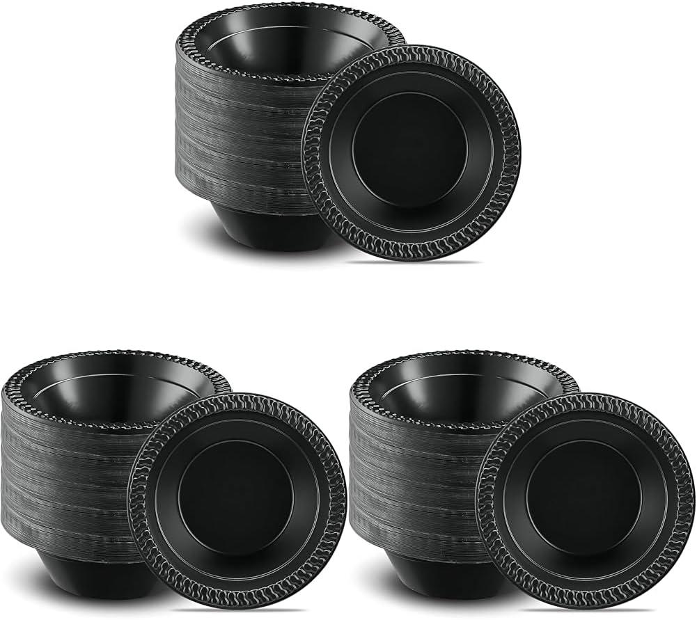 BLUESKY Cuisine Black Plastic Bowls - 12oz. (Pack of 300) - Durable & Microwave Safe Material - Perfect For Parties, Weddings, And Everyday Use
