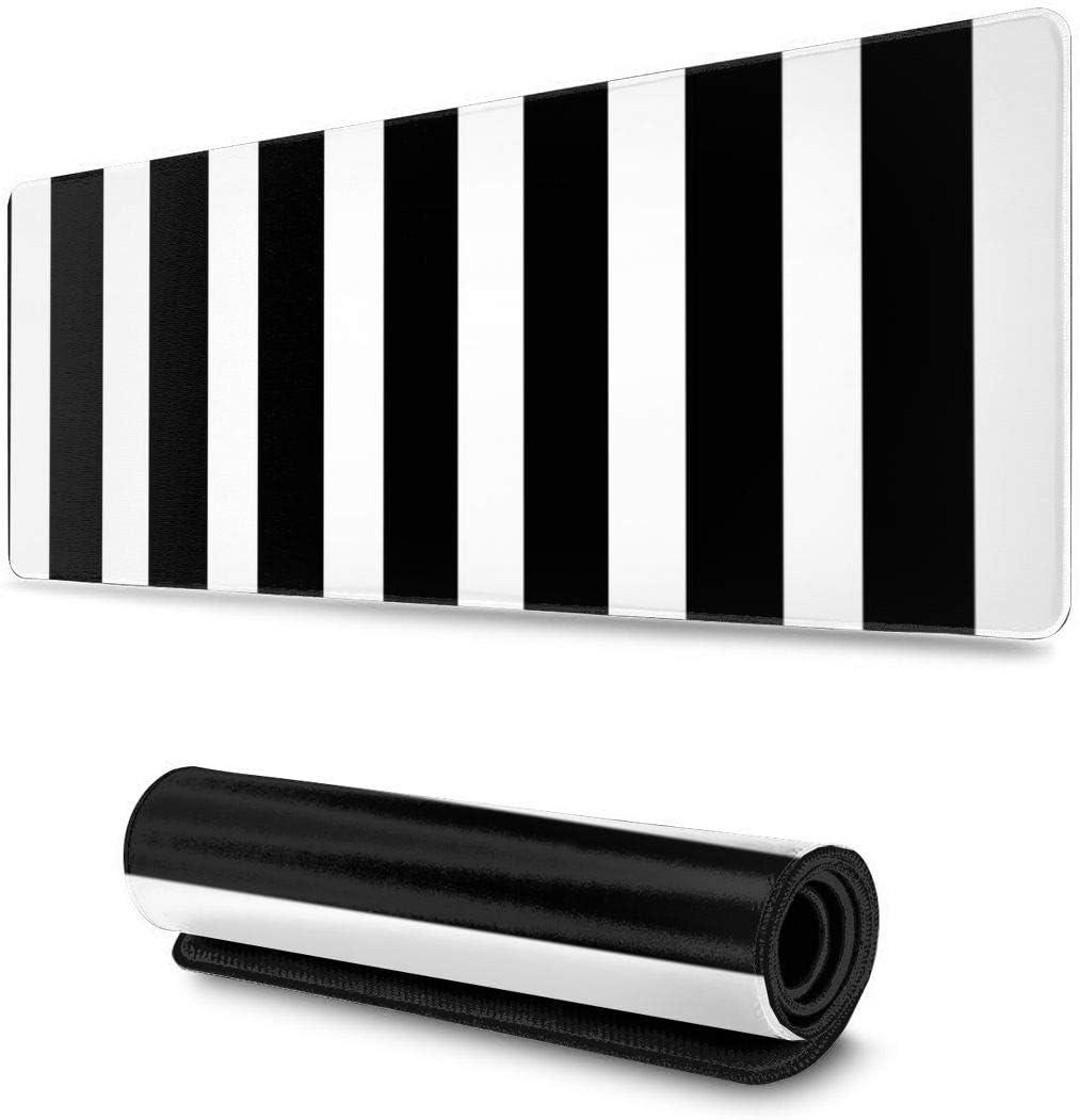 Black White Striped Gaming Mouse Pad XL, Non Slip Rubber Base Mousepad, Stitched Edges Desk Pad, Extended Large Mice Pad,31.5 X 11.8 Inch Black White Striped Gaming Mouse Pad XL, Non Slip Rubber Base Mousepad, Stitched Edges Desk Pad, Extended Large Mice Pad,31.5 X 11.8 Inch