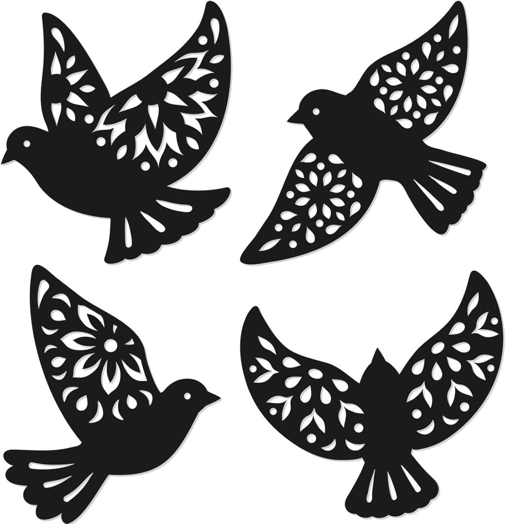 Capoda 4 Pcs Metal Bird Wall Art Flying Bird Wall Decor Birds Sculpture Silhouette for Scandinavian Home Decor Office Rustic Room Patio Garden Outdoor Decoration Memorial Gift Sympathy Cemetery Grave