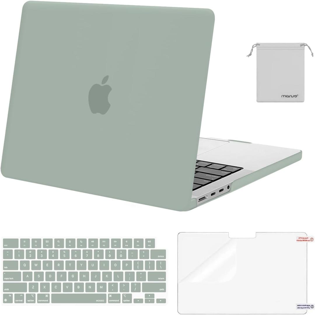 MOSISO Compatible with MacBook Pro 14 inch Case M5 2026 M4 2025 M3 M2 M1 2024-2021 A3427 A3426 A3434 A3112 A3185 A3401 A2918 A2992 A2779 A2442,Hard Case&Keyboard Skin&ScreenFilm&Pouch, Antique Green