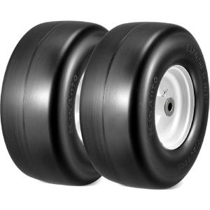 MaxAuto 13x6.50-6 Flat Free Lawn Mower Tires and Wheel, 13x6.5x6 Zero Turn Mower Front Tires with 5/8" Sintered Iron Bushing, for Commercial Garden Lawn Tractors, 4"-5.5" Adjustable Centered Hub