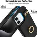 LAMEEKU Compatible with iPhone 16 Wallet Case with Card Holder, 360Rotation Ring Kickstand, RFID Blocking Leather Protective Case for iPhone 16 6.1'' Black