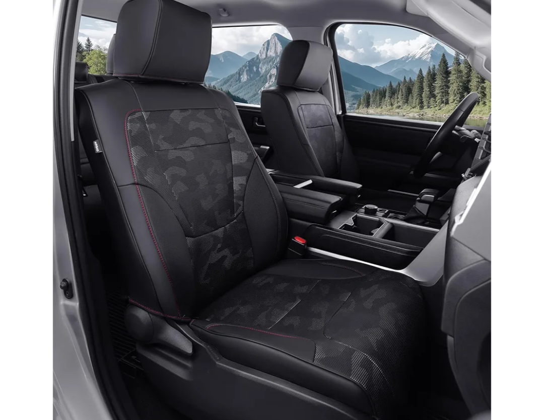 for Toyota Tundra Seat Covers 2022 2023 2024 2025 2026, Tundra 2025 Accessories 2022-2024 2025 2026 Crewmax/Double Cab (SR/SR5), Black Camo, Full Set