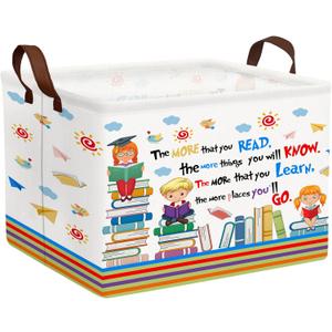 Reading Book Storage Basket Organizer for Nursery, Classroom, Library, and Daycare Store Books, Clothes (Kid Learning)
