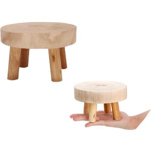5.5IN Small Solid Wood Garden Plant Pot Riser Display Stands Flower Pot Holder Indoor Round Plant Stand for Indoor Outdoor Patio Garden(Mini Models)