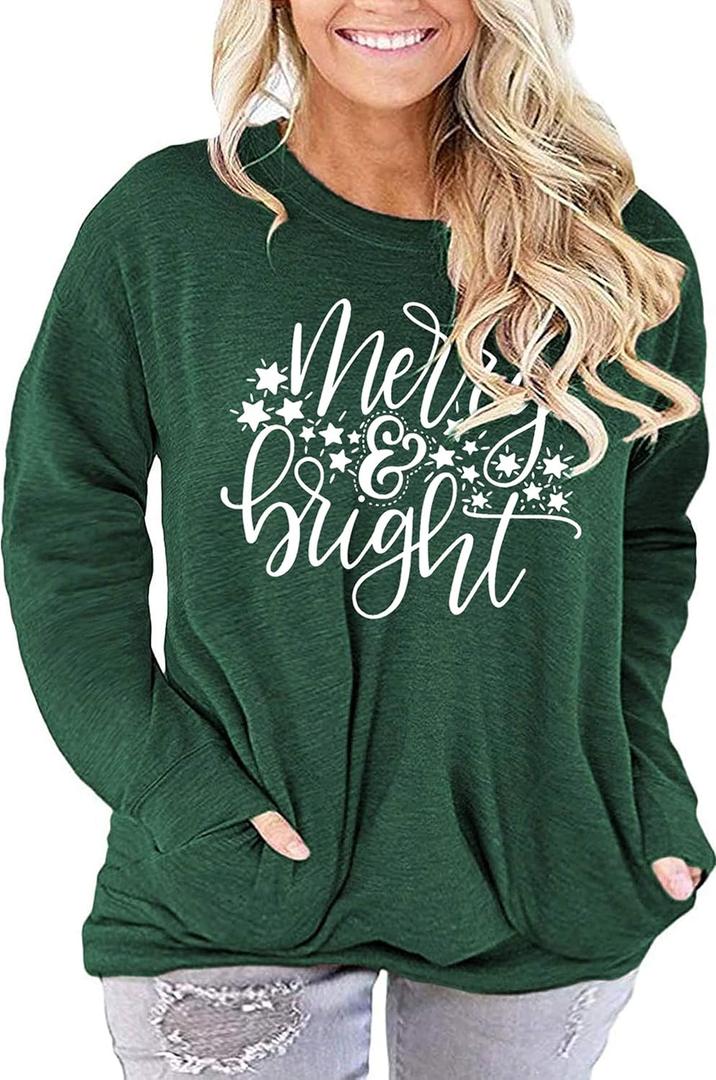 Plus Size Merry Christmas Baseball T-Shirt Women Long Sleeve Holiday Xmas Splicing Tee Tops (XX-Large)