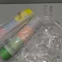 Boao 100 Set 5 oz Ice Cream Cups with Spoons Disposable Paper Sundae Dessert Bowls Summer Party Supplies (Colorful Style)