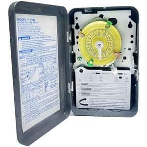 T104 Electromechanical Timer Switch,208-277 VAC 5HP 40A DPST Pool Timers,12 ON/Off Operations,Manual Override Included Trippers,Heavy Duty Pool Pump Timer