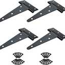 6 inch T Strap Hinges, Heavy Duty T-Strap Shed Door Hinges Gate Hinges, Tee Hinge for Wooden Fences,Yard Door,Barn Door Gates, Wrought Rustproof 4PCS