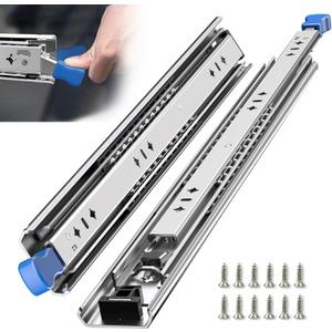 SLIDEWAY 260 Lbs Heavy Duty Locking Drawer Slides 1 Pair 12 14 16 18 20 24 26 30 32 40 Inch Full Extension Ball Bearing Sliding Rails Cabinet Runners Tracks RV Glides (53mm Wide with Lock)-30"