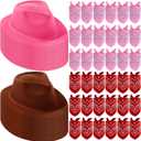 Hillban 72 Pcs Western Cowboy Hat and Paisley Bandana Set for Kids Felt Cowboy Party Hats for Costume Party Favors(Brown, Pink)