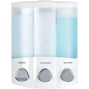 Better Living Products, White 76354 Euro Series TRIO 3-Chamber Soap and Shower Dispenser