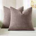 MIULEE Brown Couch Pillow Covers 18x18 Inch, Set of 2 Soft Chenille Decorative Square Throw Pillow Covers Farmhouse for Sofa Living Room Bed