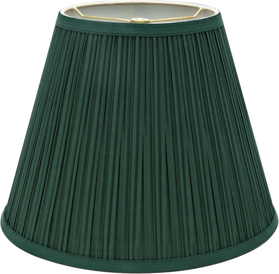 Aspen Creative 33053, Hardback Empire Transitional Spider Lamp Shade, Mushroom Pleated Dark Green, 7" Top x 13" Bottom x 10" Slant