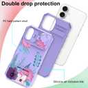 ZIYE for iPhone 16 Plus Case with Camera Cover and Stand, Aesthetic Floral Flower Design for Women Girls, Adjustable Kickstand Dual Layer Shockproof Protective Cover, Purple