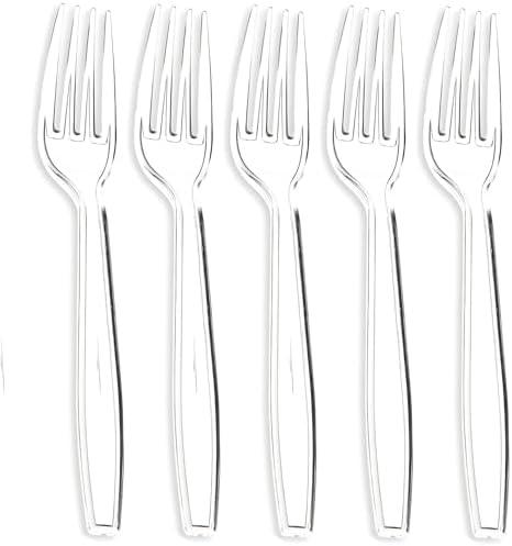 Premium Disposable Clear Plastic Forks (50 Count) | Transparent, Durable, and Convenient for Parties, Events, and Everyday Use
