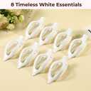 2 x 8 Pack Glossy White Flat Hair Clips for Women  Sleek Non-Slip Claw Clips with Strong Hold, Minimalist Hair Accessories for Bridal, Office, or Everyday Wear