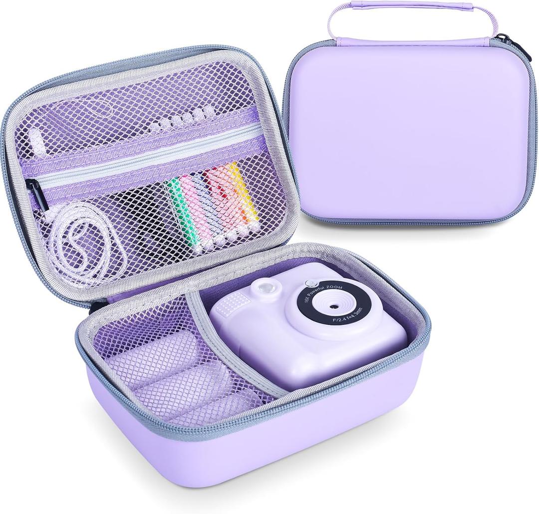 Phetium Kids Instant Print Camera Case Compatible with ETIKEZ/ESOXOFFORE/Cimizi/DUDUDRAGON/Dylanto Instant Cameras for Kids, Storage Organizer Bag for Refill Print Paper Rolls(Box Only)-Purple