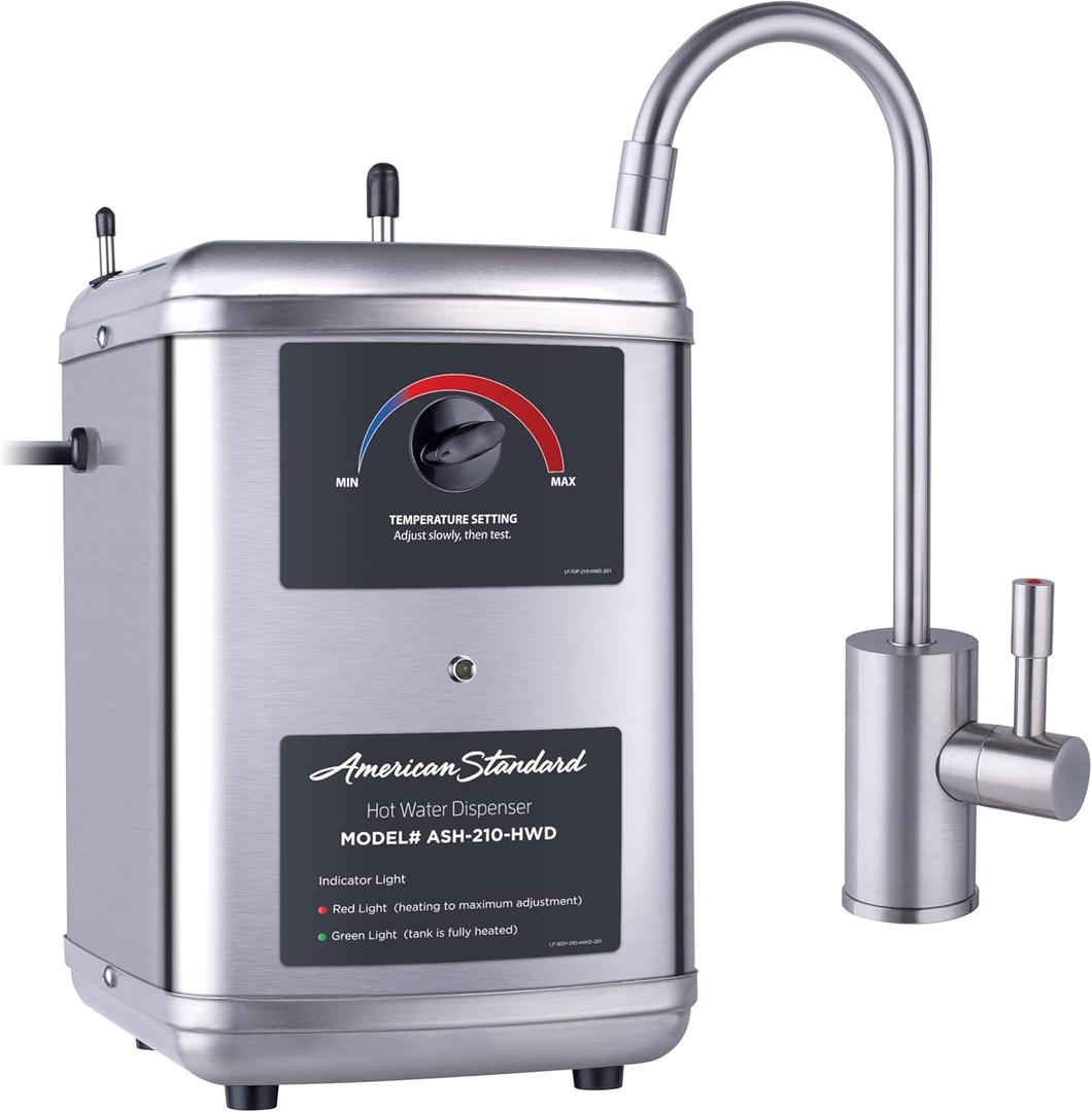 American Standard ASH-210 Hot Water Dispenser, Includes Brushed Nickel Single Handle Faucet 1300 Watts, 110v