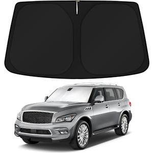 KUST Windshield Sun Shade for 2014-2024 Infiniti QX80 SUV Accessories Custom Fit Sunshade Sun Visor Protector Foldable Blocks UV Rays Keep Your Car Cooler