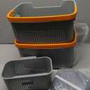 Laundry Basket Set with Handles, 3 Ventilated Plastic Baskets (30L, 17L & 4L Clip-On) and 55L Collapsible Mesh Hamper, Nestable Storage Design (Gray), Standard Size
