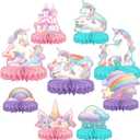 Unicorn Birthday Party Supplies Set - Rainbow Table Decorations with Honeycomb Centerpiece for Unicorn Party Decorations
