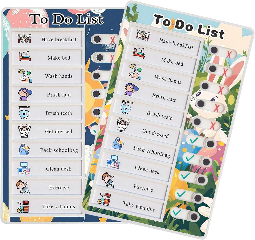 Chore Chart for Kids Multiple Kids, 2pcs to Do List Checklist Board (Rabbit+Balloon)
