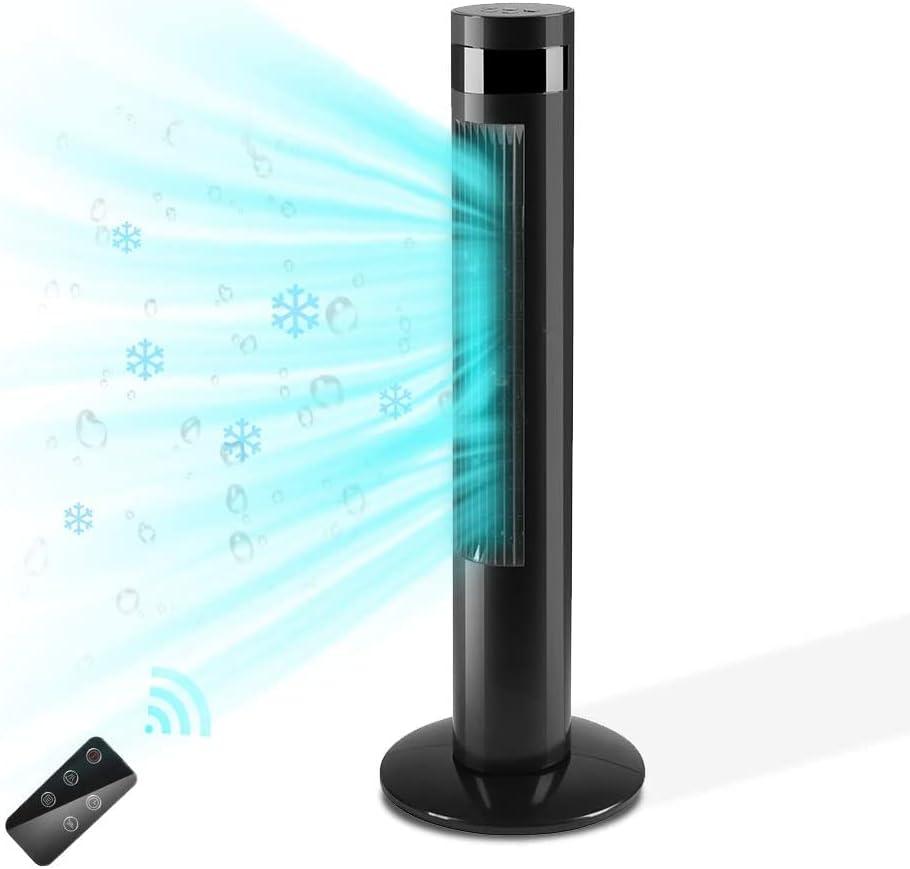 Antarctic Star Tower Fan Portable Electric Oscillating Fan Quiet Cooling Remote Control Standing Bladeless Floor Fans 3 Speeds Wind Modes Timer Bedroom Office (36 inch, Black) | Quiet Cooling Remote Control Standing Bladeless 3 Speeds Wind Modes Timer for Bedroom Office