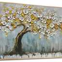 Textured Tree of Life Painting Large Framed Canvas Wall Art for Living Room 58"x29", Bedroom Wall Decor, Tree Picture, Handmade Artwork for Dining Room Office Home Decoration