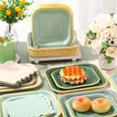 Zhehao 150 Piece Sage Green Plates and Napkins for 50 Guests, Includes Each of 7" and 9" Gradient Green Square Paper Plates, Scalloped Napkins for Baby Showers, Weddings, Birthday Party Decorations