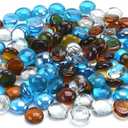 GasSaf Blended Fire Glass Beads for Outdoor Fire Pit, Fireplace, Replaces Existing Gas Logs & Lava Rocks, 3/4 Inch Glass(20 Pound)(Caribbean Blue, Amber, Crystal Clear Luster)