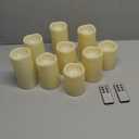 9pcs Flameless Flicking LED Candles with Remote, Battery Operated Outdoor Waterproof Candles, Electric Candle for Dining Tables and Fireplaces (Water Resistance, Pack of 9 (D: 3" x H: 4"4"5"5"5"6"6"6"6"))