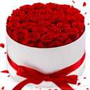 27 Forever Roses in Luxury White Box, Eternal Real Roses Birthday Gifts for Women, Preserved Flowers for Delivery Prime, Anniversary, Valentine's Day, Mothers Day for Mom (Red)