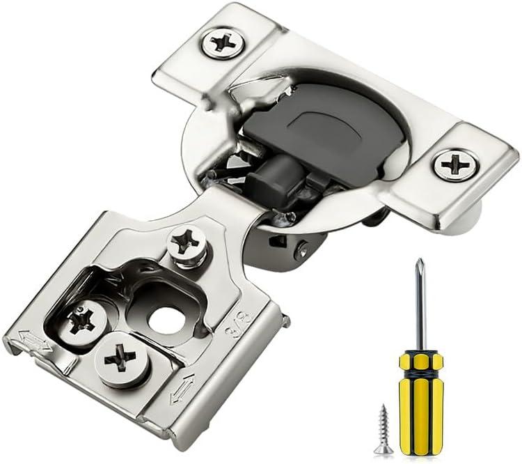 Ravinte 2 Pack 1 Pairs 3/8 inch Overlay Cabinet Hinges Kitchen Soft Close Cabinet Hinges Hidden Door Hinge for Kitchen Cabinet Hinges Stainless Steel Adjustable Hinges Satin Nickel Cabinet Hardware