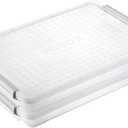 BTSKY 2 Pack A4 Plus Clear Plastic Stackable Storage Box Desk Paper Magazine Container with Buckle, Office Supplies Accessories File Protector Case Organizer, Portable Project Case Document Holders