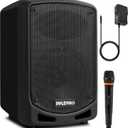 Pyle Bluetooth Karaoke PA Speaker - Indoor / Outdoor Portable Sound System with Wireless Mic, Audio Recording, Rechargeable Battery, USB / SD Reader, Stand Mount - for Party, Control - PSBT65A Black