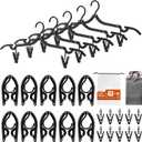 HOUSE DAY Foldable Travel Hangers 10 Pack w/10 Clips, Cruise Essentials 2025, Portable Hanger Collapsible Hangers Plastic, Travel Must Haves for Suitcase, Hotel, RV, Road Trip, Flying, Camping-Black