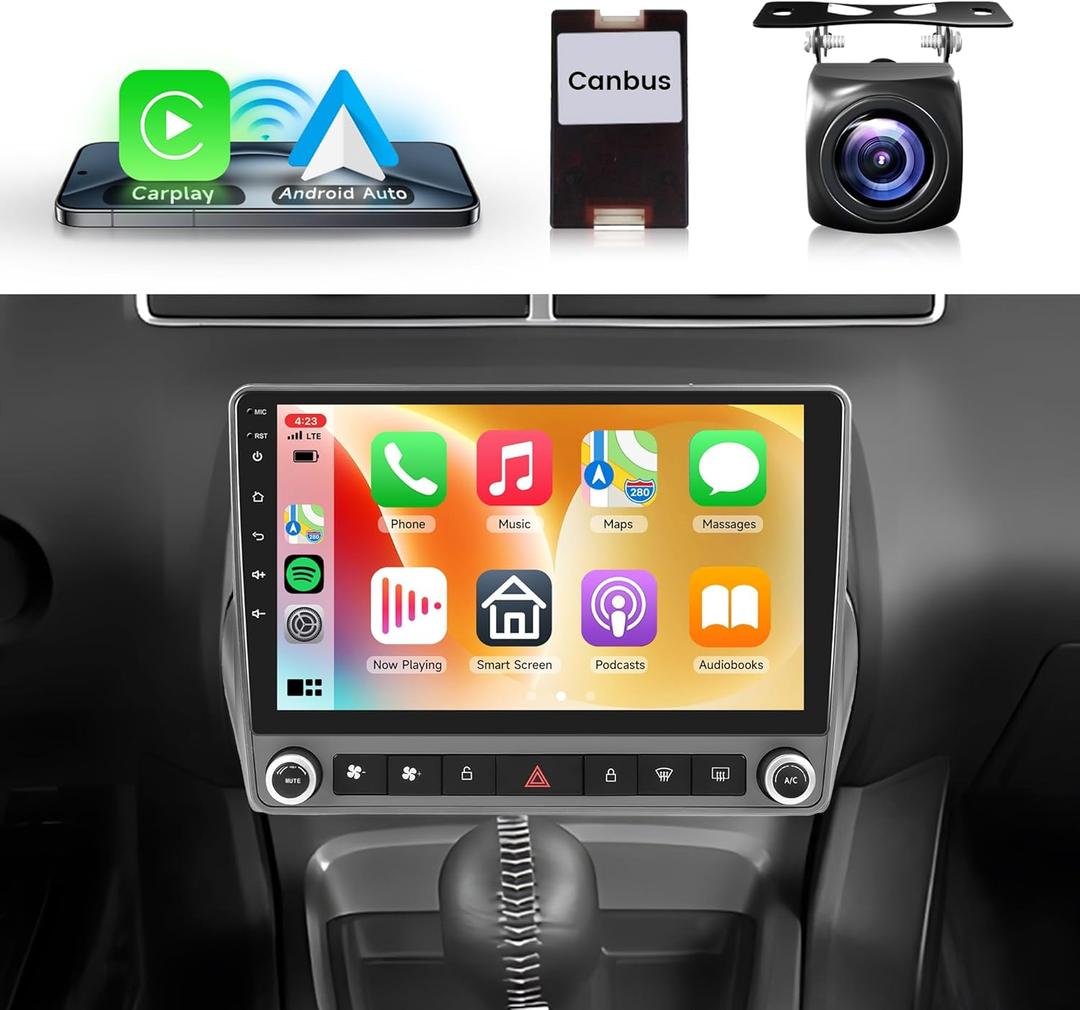 8 Core 4+64G Car Stereo for Chevrolet Chevy Camaro 2008-2015 Android Car Radio, Wireless Carplay Android Auto, 9'' Touchscreen Head Unit Mirror Link GPS WiFi Bluetooth FM/RDS DSP Backup Camera SWC