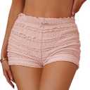 FOMELY Ruffle Shorts Lace Bloomer Shorts with Bow Summer Mini Sexy Bloomers for Women (S)