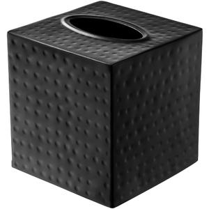 Monarch Abode Tissue Box Cover Square Hand Hammered Black Metal Tissue Holder Box for Bathroom Accessory, Aesthetic Decorative Facial Napkin Cube for Modern Home Decor