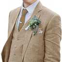 Boys Linen Suit Boys Tuxedo Slim Fit 3 Piece Summer Suit Kids Linen Suit Jacket Vest Pant (8 Years, Khaki)