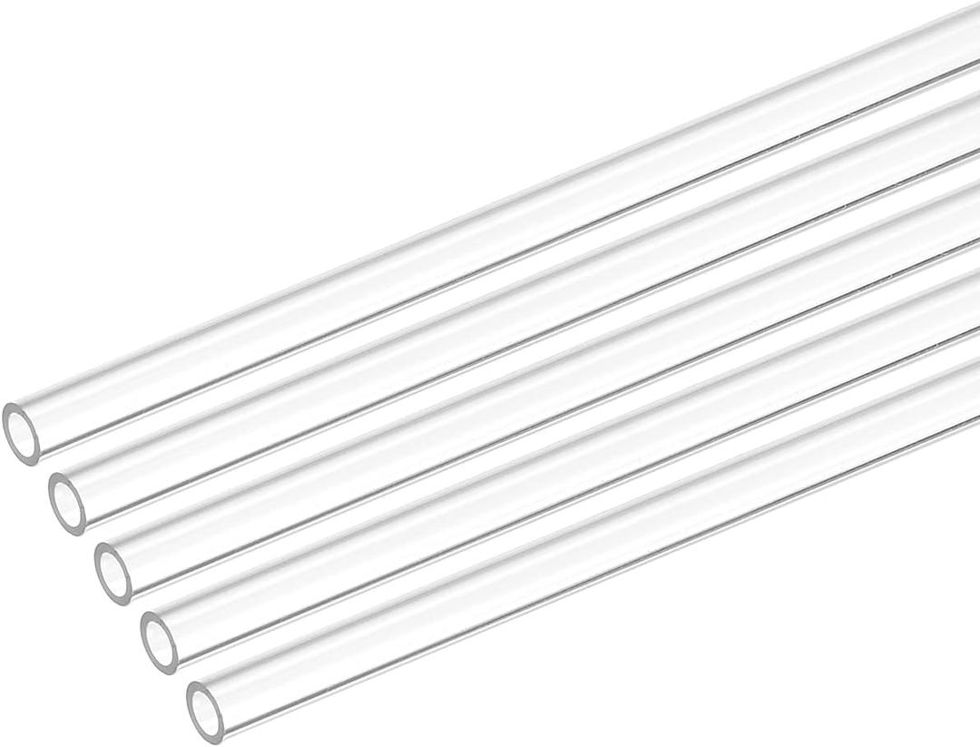 MECCANIXITY Plastic Pipe Rigid Polycarbonate Round Tube Clear 0.16"(4mm) ID 0.23"(6mm) OD 6" (150mm) High Impact for Lighting, Models, Water Plumbing, Pack of 5
