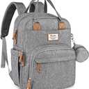 RUVALINO Diaper Bag Backpack-Expandable Baby Bag with up to 50% Capacity -Baby Essentials Bag with Changing Pad Insulated Bottle Holders & Pacifier Case, Waterproof, Gray XL