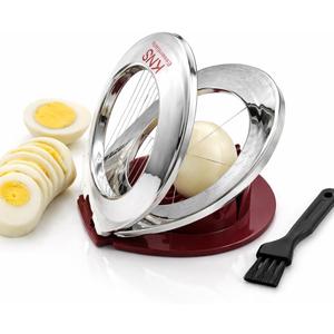 Egg Slicer & Cutter for Hard Boiled Eggs  2-Way Multipurpose Stainless Steel Slicer for Fruits & Vegetables  Includes Cleaning Brush