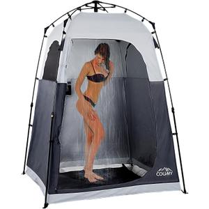 Instant Pop-up Camping Shower Tent Privacy Shelter with 1 Room/2 Rooms, Portable Outdoor Shower, Changing Room, Sun Shelter for Camping, Beach Hiking, and Fishing (Dark Grey/1 Room)
