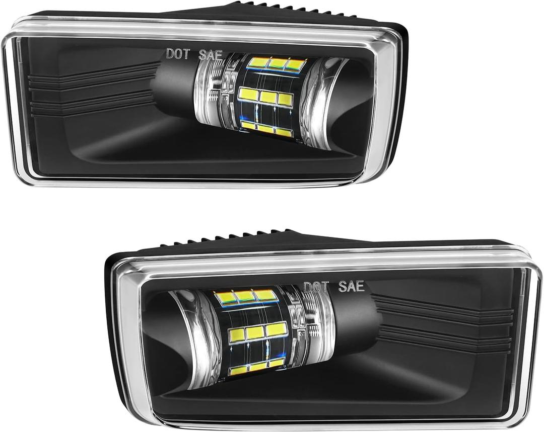 LED Fog Lights for 2007-2015 Chevy Silverado, Suburban, Tahoe, 2007-2013 Avalanche, Pick Up Truck Fog Lamp Replacement with Fog Wiring Harness Switch
