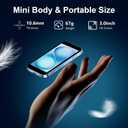 Mini Phone Unlocked World's Smallest 3.0" HD Touch Screen Mini Smartphone Android Compact Mobile Phone for Kids &Students Cell Phone wih Quad-Core Dual SIM Face lD2GB+16GB Black