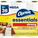 Charmin Essentials Strong Toilet Paper, 9 Mega Rolls = 36 Regular Rolls
