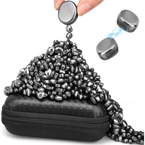 Dilabnba 550PCS Ferrite Putty Fidget Toys for Adults with 2 Magnet Stones, Ferrite Putty Beads, Magnetic Desk Toys for Office Focus, Creative Sensory Play & DIY Gifts (Black)